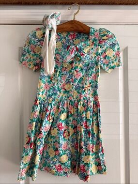 Vintage Plum Pudding Ltd Floral Dress & Matching Socks Size 6X USA Cottagecore